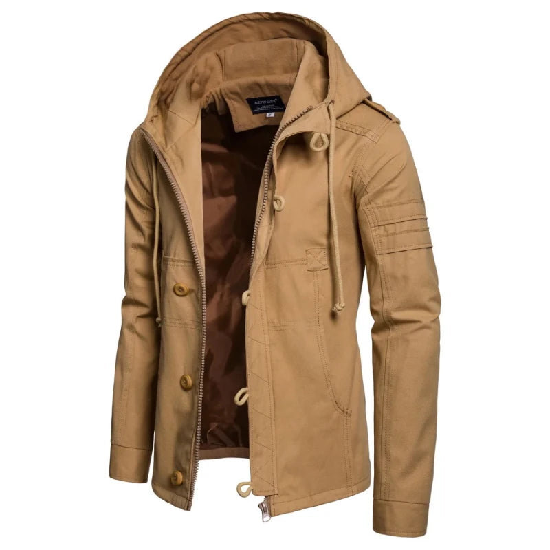 Julian's Menswear Men's Casual Windproof Hooded Jacket