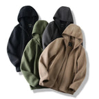 Julian's Menswear Men's Hooded Polar Fleece V-Neck Winter Jacket - Warm & Stylish