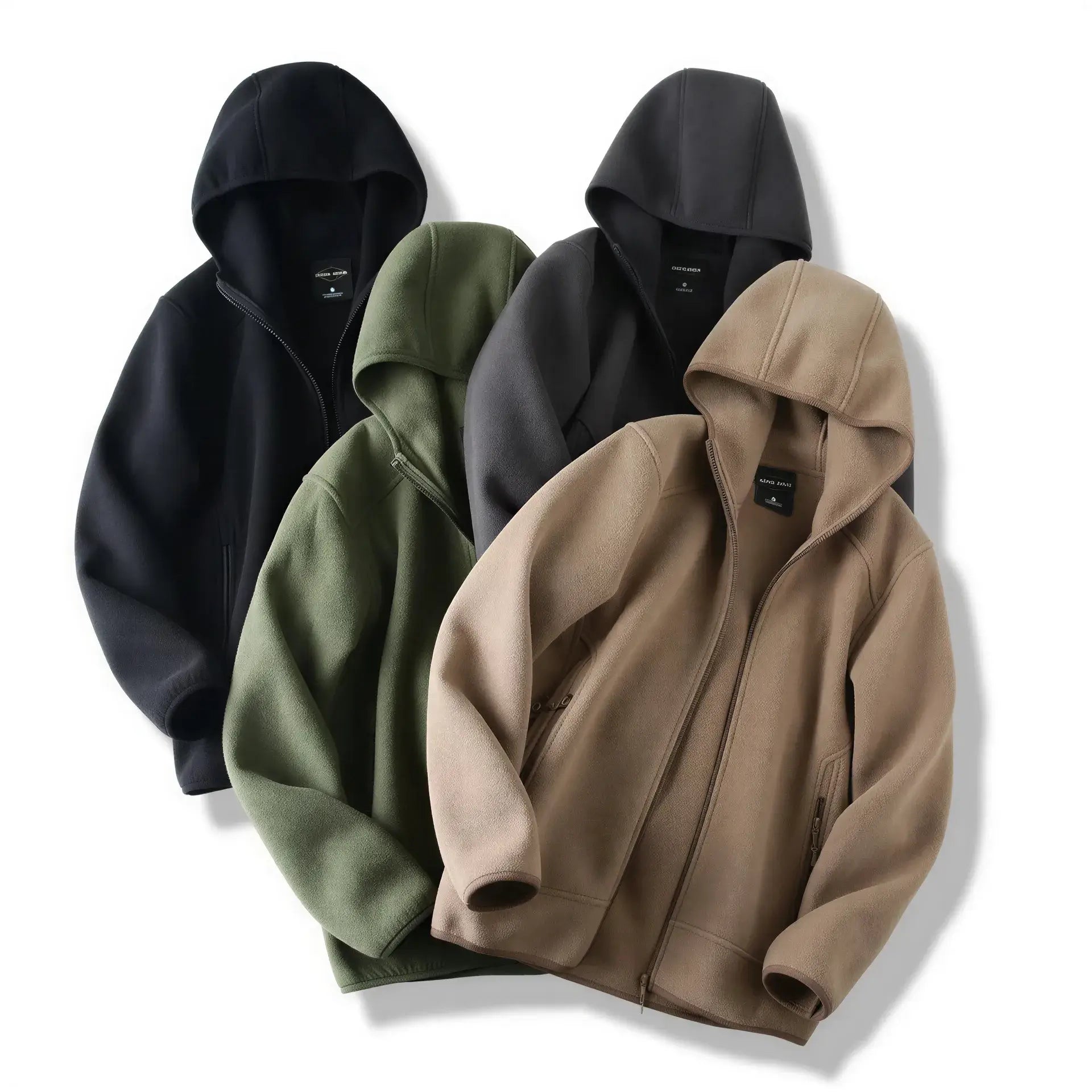 Julian's Menswear Men's Hooded Polar Fleece V-Neck Winter Jacket - Warm & Stylish