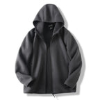 Julian's Menswear M Army Green Men's Hooded Polar Fleece V-Neck Winter Jacket - Warm & Stylish