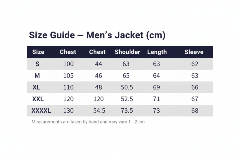 Men's Wool Blend Hooded Winter Coat - Size Chart | Julian's Menswear