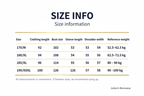 Men's Pure Wool Slim Fit Overcoat Size Chart - Julian's Menswear
