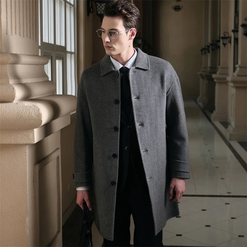 Julian's Menswear M Navy Men's Pure Wool Slim Fit Overcoat