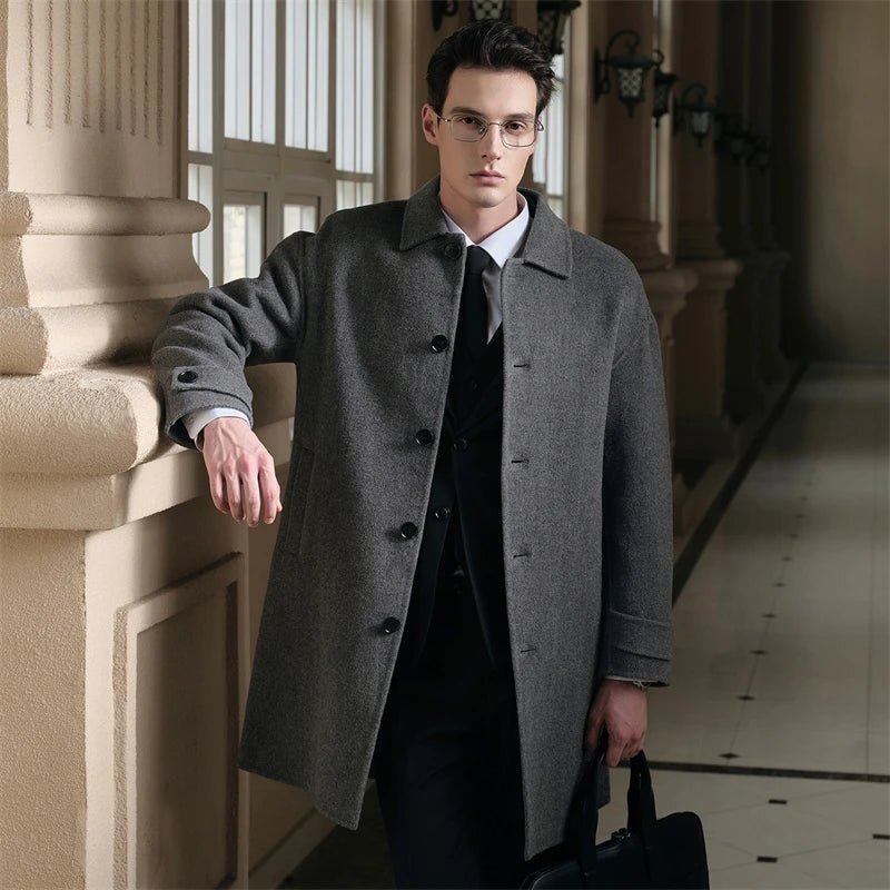 Julian's Menswear M Navy Men's Pure Wool Slim Fit Overcoat