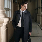 Julian's Menswear M Navy Men's Pure Wool Slim Fit Overcoat