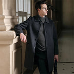 Julian's Menswear M Navy Men's Pure Wool Slim Fit Overcoat