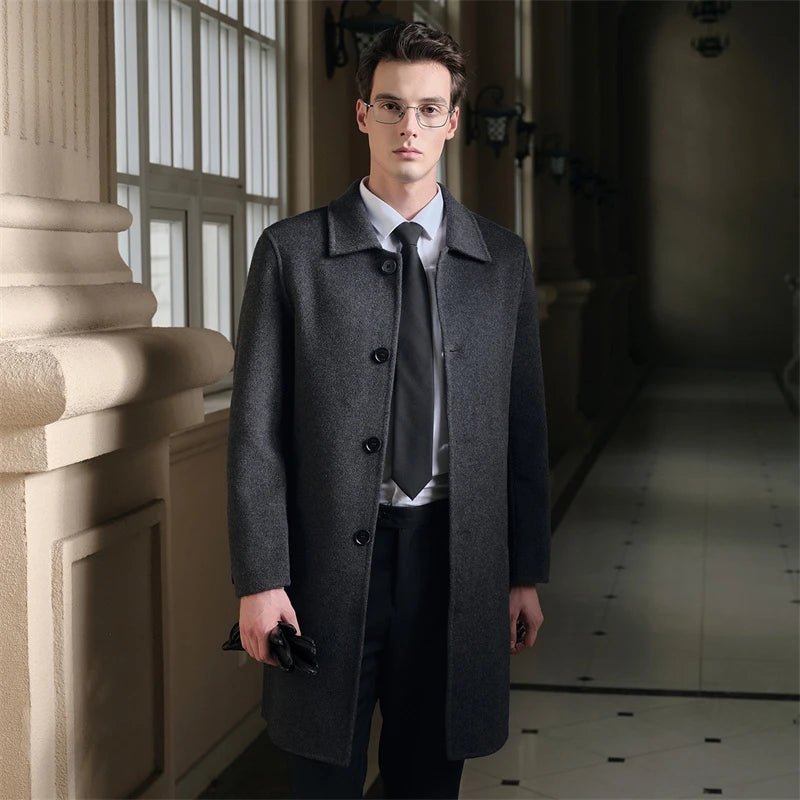 Julian's Menswear M Navy Men's Pure Wool Slim Fit Overcoat