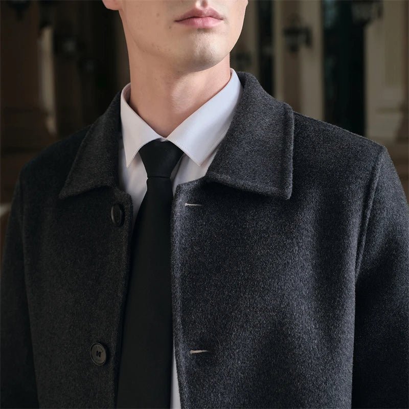 Julian's Menswear M Navy Men's Pure Wool Slim Fit Overcoat
