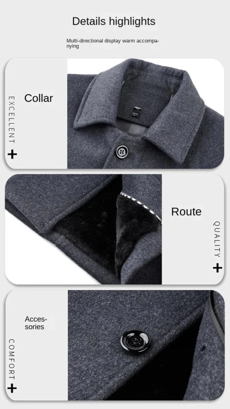 Julian's Menswear M Black Men's Quilted Wool Blend Winter Coat
