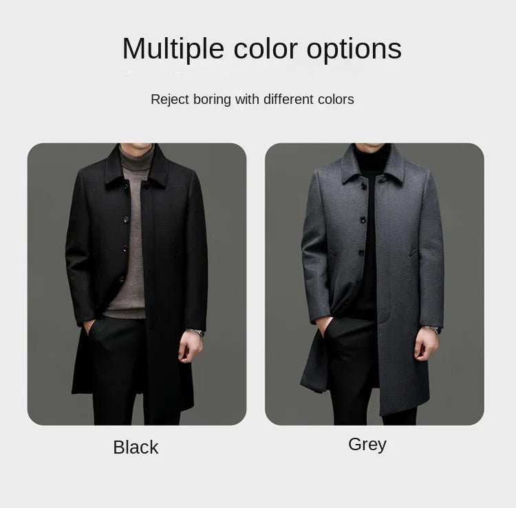Julian's Menswear M Black Men's Quilted Wool Blend Winter Coat