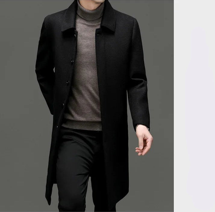Julian's Menswear M Black Men's Quilted Wool Blend Winter Coat
