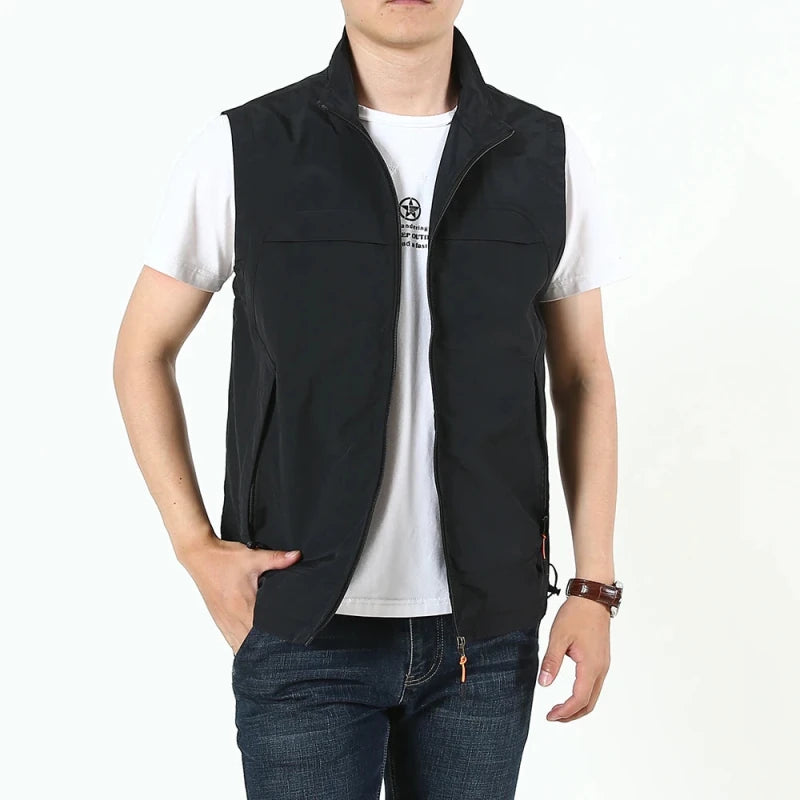 Julian's Menswear M Army Green Men's Casual Softshell Safari Vest