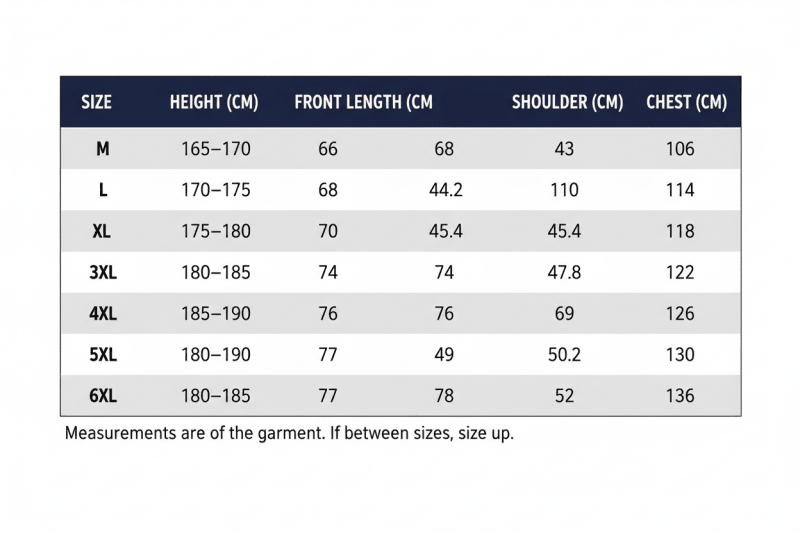 Men's Softshell Safari Vest Size Chart