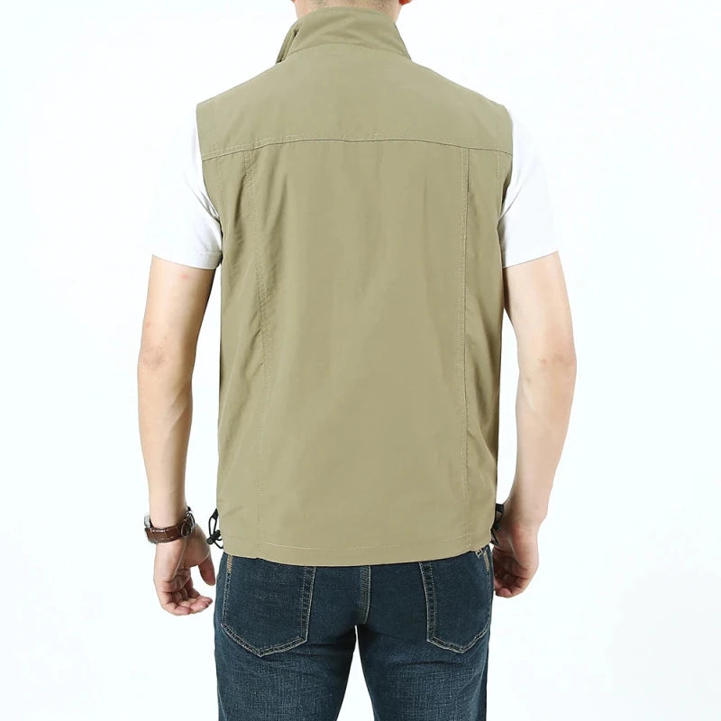 Julian's Menswear M Army Green Men's Casual Softshell Safari Vest