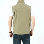 Julian's Menswear M Army Green Men's Casual Softshell Safari Vest