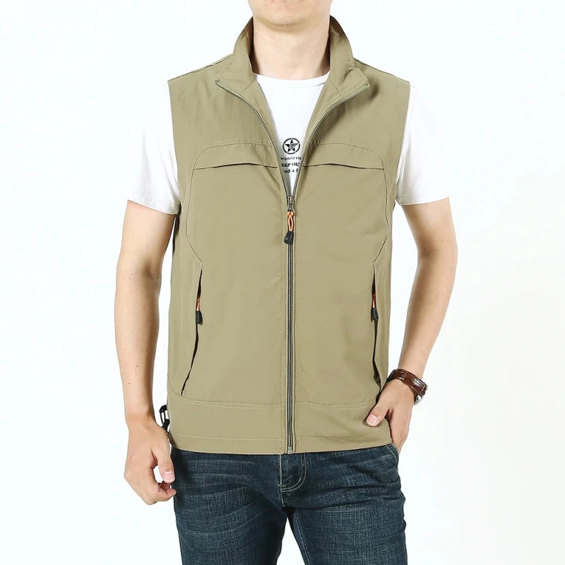 Julian's Menswear M Army Green Men's Casual Softshell Safari Vest