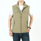 Julian's Menswear M Army Green Men's Casual Softshell Safari Vest