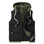 Julian's Menswear M White Men's Colorblock Hooded Puffer Vest - Two-Piece Winter Outerwear