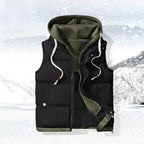 Julian's Menswear Men's Colorblock Hooded Puffer Vest - Two-Piece Winter Outerwear
