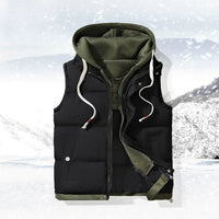 Julian's Menswear Men's Colorblock Hooded Puffer Vest - Two-Piece Winter Outerwear