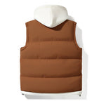 Julian's Menswear M White Men's Colorblock Hooded Puffer Vest - Two-Piece Winter Outerwear