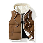 Julian's Menswear M White Men's Colorblock Hooded Puffer Vest - Two-Piece Winter Outerwear