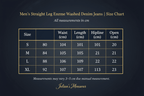Men's Straight Leg Enzyme Washed Denim Jeans | Size Chart | Julian's Menswear