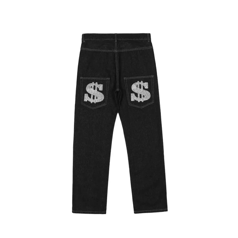 Julian's Menswear Men's Straight Leg Washed Denim Jeans - Black