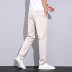 Julian's Menswear Men's Casual Slim Straight Pants - Lightweight Cotton Blend