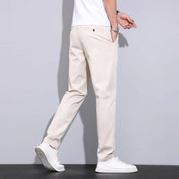 Julian's Menswear Men's Casual Slim Straight Pants - Lightweight Cotton Blend