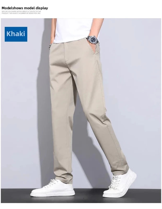 Julian's Menswear Men's Casual Slim Straight Pants - Lightweight Cotton Blend