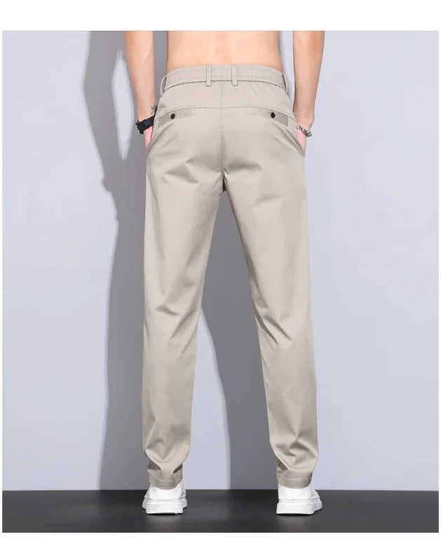 Julian's Menswear Men's Casual Slim Straight Pants - Lightweight Cotton Blend