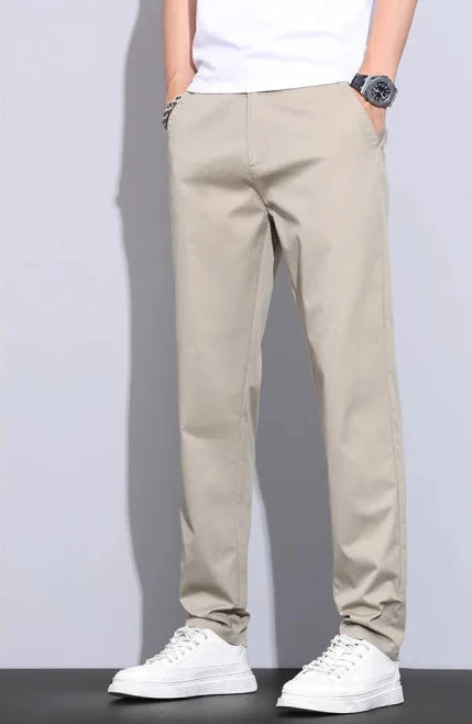 Julian's Menswear Men's Casual Slim Straight Pants - Lightweight Cotton Blend