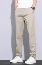 Julian's Menswear Men's Casual Slim Straight Pants - Lightweight Cotton Blend