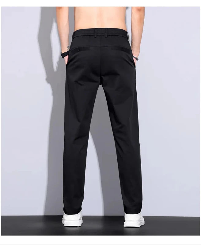 Julian's Menswear Men's Casual Slim Straight Pants - Lightweight Cotton Blend