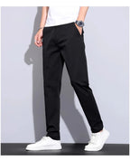Julian's Menswear Men's Casual Slim Straight Pants - Lightweight Cotton Blend