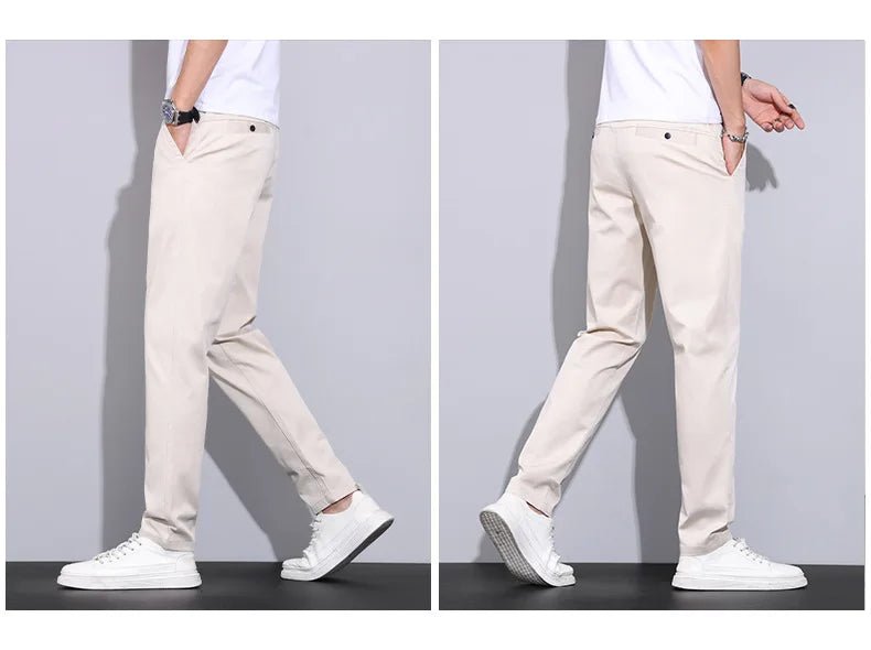 Julian's Menswear Men's Casual Slim Straight Pants - Lightweight Cotton Blend