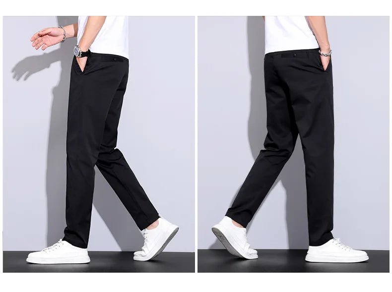 Julian's Menswear Men's Casual Slim Straight Pants - Lightweight Cotton Blend