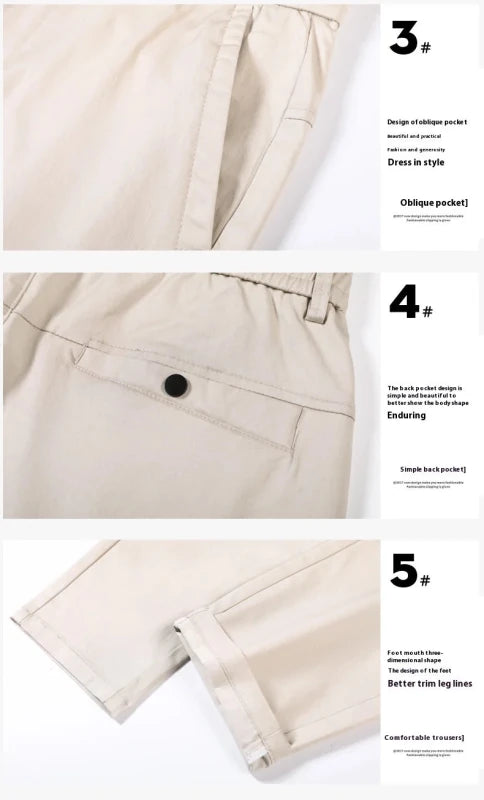Julian's Menswear Men's Casual Slim Straight Pants - Lightweight Cotton Blend