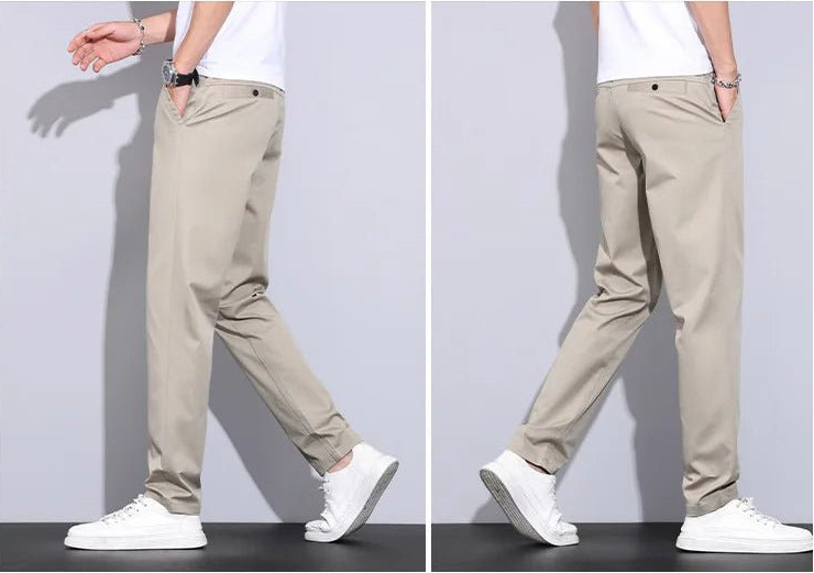 Julian's Menswear Men's Casual Slim Straight Pants - Lightweight Cotton Blend