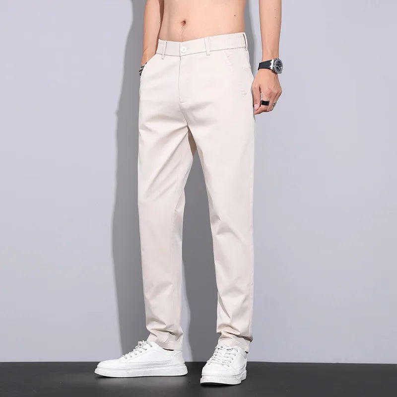 Julian's Menswear Men's Casual Slim Straight Pants - Lightweight Cotton Blend
