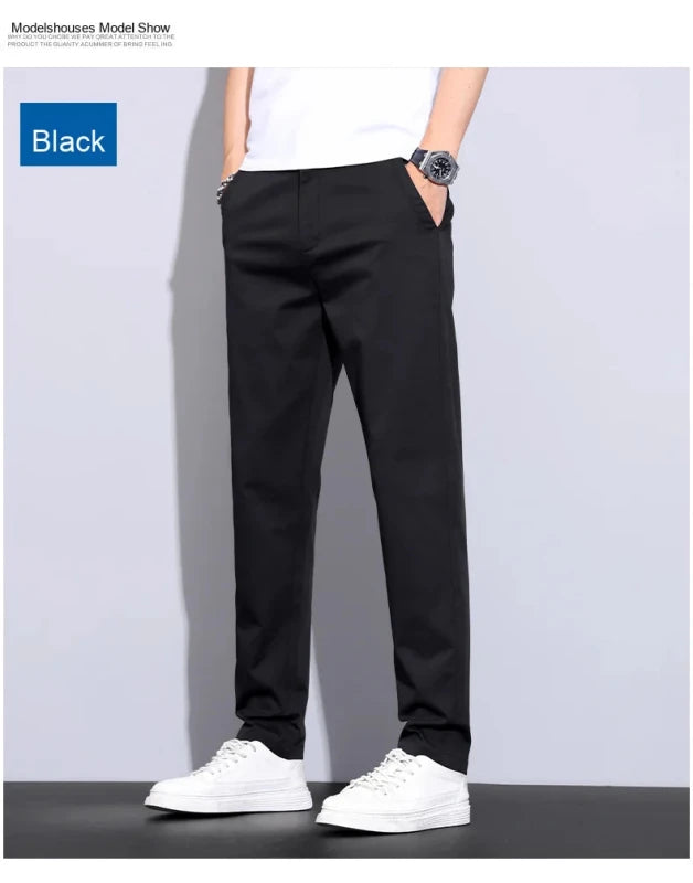 Julian's Menswear Men's Casual Slim Straight Pants - Lightweight Cotton Blend