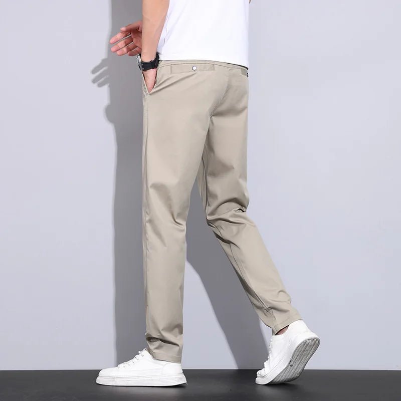 Julian's Menswear Men's Casual Slim Straight Pants - Lightweight Cotton Blend