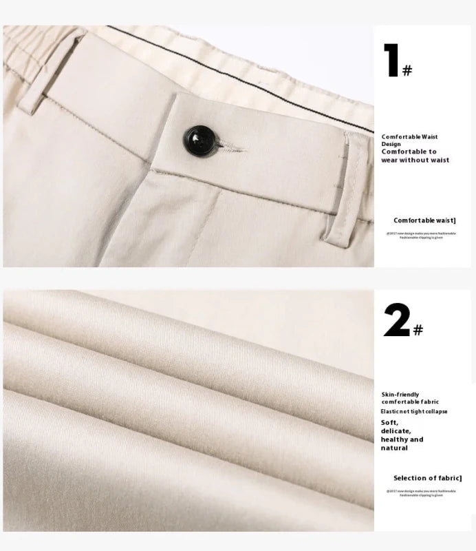Julian's Menswear Men's Casual Slim Straight Pants - Lightweight Cotton Blend