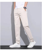 Julian's Menswear Men's Casual Slim Straight Pants - Lightweight Cotton Blend