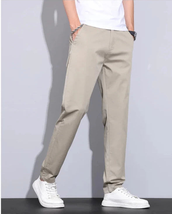 Julian's Menswear Men's Casual Slim Straight Pants - Lightweight Cotton Blend