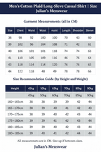 Men's Cotton Plaid Long-Sleeve Casual Shirt | Size Chart | Julian's Menswear