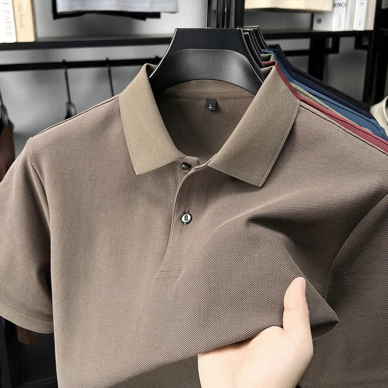 Julian's Menswear M Gold Men's Casual Cotton Polo Shirt - 100% Cotton Anti-Wrinkle Short Sleeve