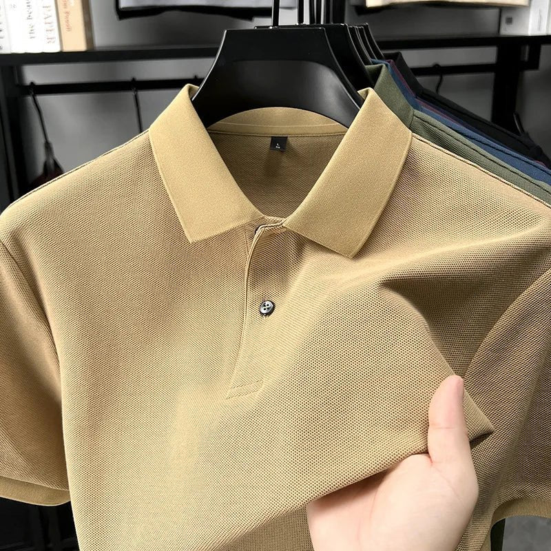 Julian's Menswear M Gold Men's Casual Cotton Polo Shirt - 100% Cotton Anti-Wrinkle Short Sleeve