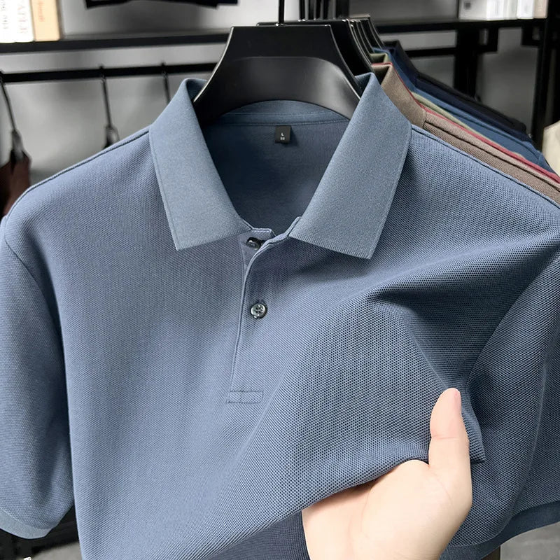 Julian's Menswear M Gold Men's Casual Cotton Polo Shirt - 100% Cotton Anti-Wrinkle Short Sleeve